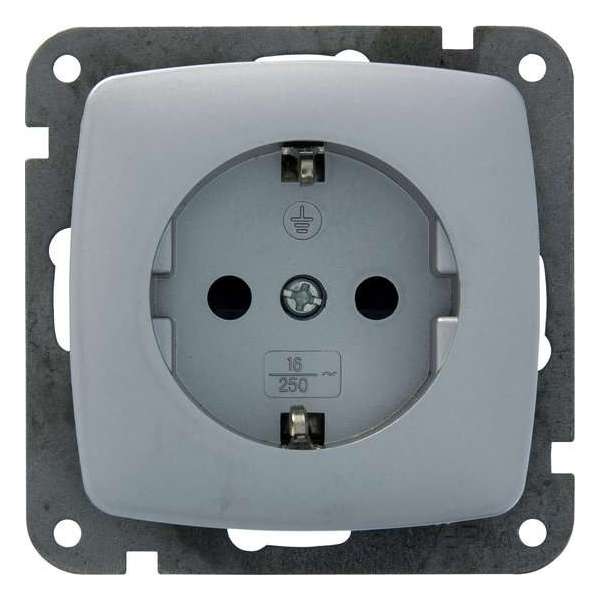 PLIEGER inbouw wandcontactdoos | Aurora | met randaarde | aluminium - zilver PLIEGER inbouw wandcontactdoos | Aurora | met randaarde | aluminium - zilver