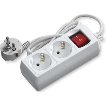 Verlengsnoer met Schakelaar - Aigi Antris - 3680W - 2 Stopcontacten - 1.5 Meter - Wit | Nederland - BSE