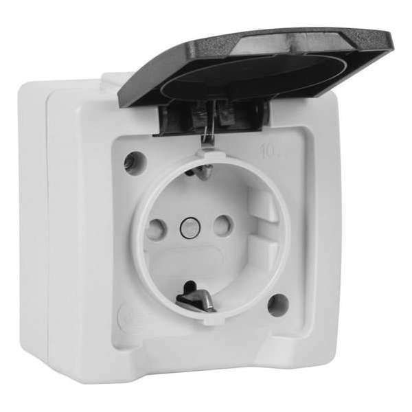 Nautic Enkel Stopcontact - IP44 - met Randaarde - Antraciet/wit Nautic Enkel Stopcontact - IP44 - met Randaarde - Antraciet/wit