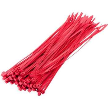 200x stuks kabelbinder / tie rips nylon rood 20 x 0,36 cm - bundelbanden - tiewraps / tie ribs / kabelbinders