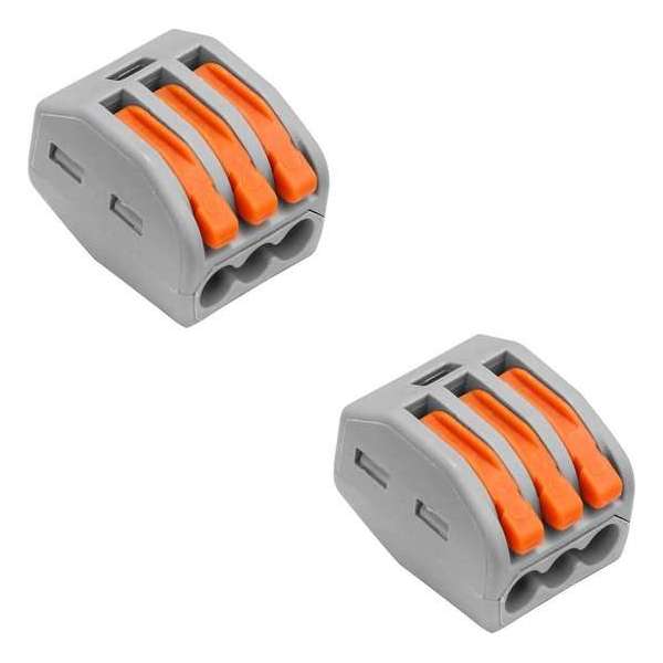 Lasklem Set 2 Stuks - 3 Polig met Klemmetjes - Grijs/Oranje - BSE Lasklem Set 2 Stuks - 3 Polig met Klemmetjes - Grijs/Oranje - BSE