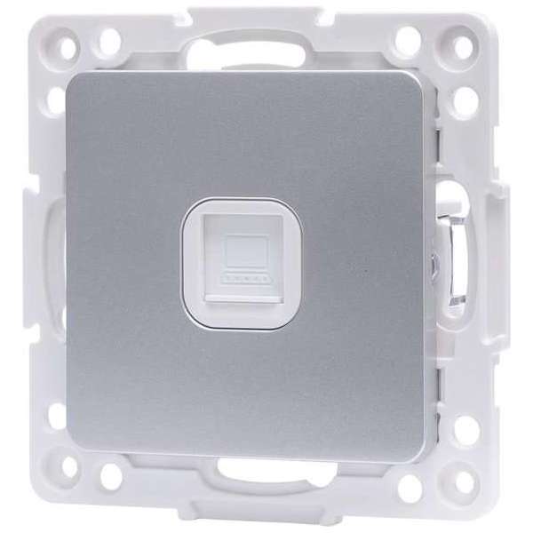 UTP RJ45 Stopcontact - Wandcontactdoos - Igan Jura - Inbouw - Vierkant - Kunststof - 1-voudig UTP CAT6 - Zilver UTP RJ45 Stopcontact - Wandcontactdoos - Igan Jura - Inbouw - Vierkant - Kunststof - 1-voudig UTP CAT6 - Zilver