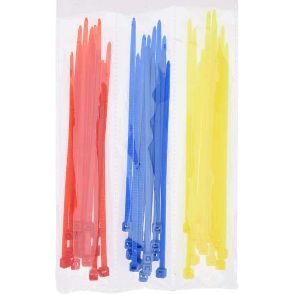 150x stuks kabelbinders / bundelbanden / tiewraps - 15 cm - rood/geel/blauw - bundelbanden - tiewraps / tie ribs / kabelbinders 150x stuks kabelbinders / bundelbanden / tiewraps - 15 cm - rood/geel/blauw - bundelbanden - tiewraps / tie ribs / kabelbinders
