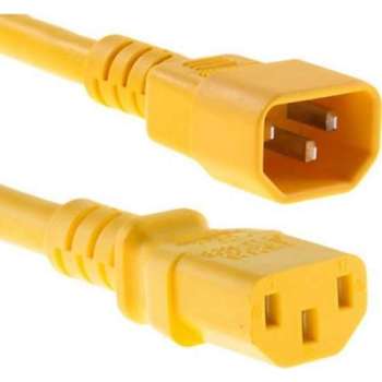 EECONN C13 - C14 voeding verlengkabel - 3x 0,75mm / geel - 1,8 meter