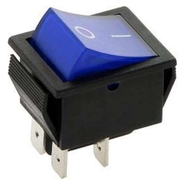 Schakelaar - blauw - 12 volt - 35A - verlicht Schakelaar - blauw - 12 volt - 35A - verlicht