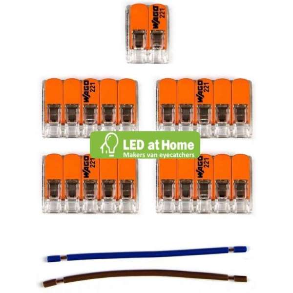LEDatHOME - WAGO connector kit compatibel met 2x kabel voor 6 gats plafondkap LEDatHOME - WAGO connector kit compatibel met 2x kabel voor 6 gats plafondkap