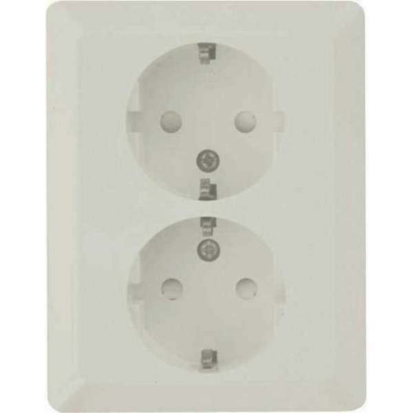 OLYMPIC dubbel stopcontact met randaarde opbouw | WIT OLYMPIC dubbel stopcontact met randaarde opbouw | WIT
