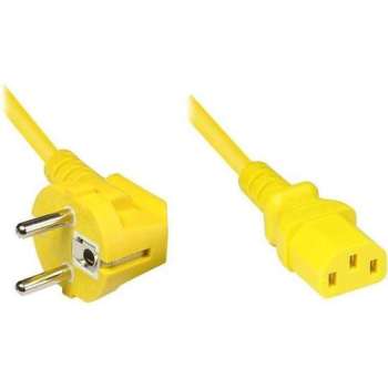 EECONN Apparaatsnoer met rechte C13 plug en haakse stekker - 3x 0,75mm / geel - 1 meter