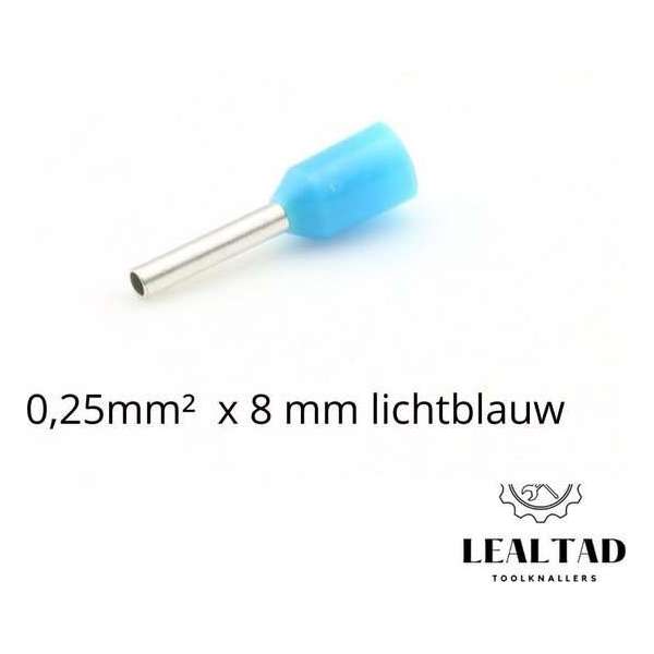 Adereindhuls 0,25 mm² x 8 mm lichtblauw 100 stuks | Adereindhulzen | Ferrule | Draadhuls | Eindverbinder Adereindhuls 0,25 mm² x 8 mm lichtblauw 100 stuks | Adereindhulzen | Ferrule | Draadhuls | Eindverbinder