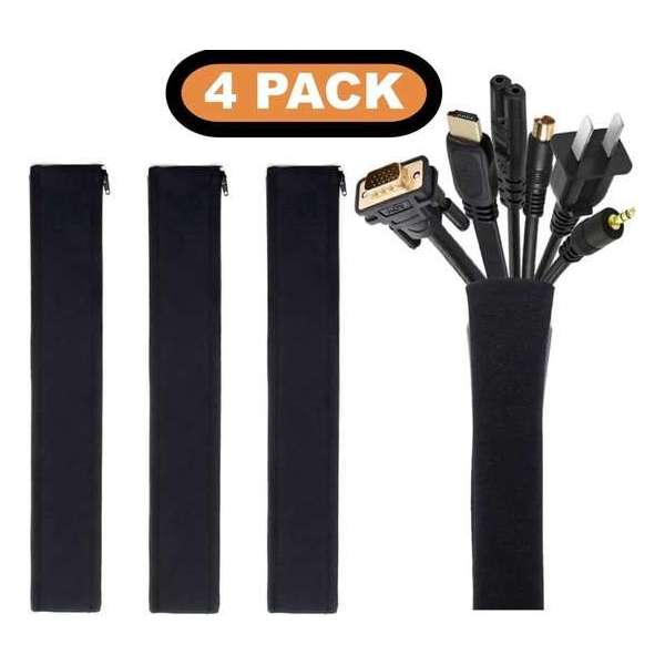 Kabel Organiser Set 4X - Kabelgoot - Kabel Management - Kabelhouder - voor Bureau en TV - Kabelbeschermer - Kabelbrug - Zwart Kabel Organiser Set 4X - Kabelgoot - Kabel Management - Kabelhouder - voor Bureau en TV - Kabelbeschermer - Kabelbrug - Zwart