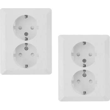 Olympic stopcontact wandcontactdoos inbouw | dubbel | randaarde wit | 2 STUKS