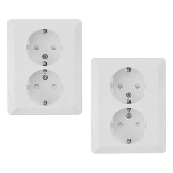 Olympic stopcontact wandcontactdoos inbouw | dubbel | randaarde wit | 2 STUKS Olympic stopcontact wandcontactdoos inbouw | dubbel | randaarde wit | 2 STUKS