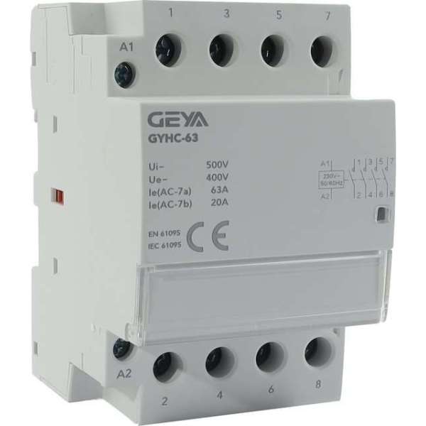 4 polig 4 NO 63A Installatierelais 230VAC - 4 MAAK KONTAKTEN - CONTACTOR - MAGNEETSCHAKELAAR - RELAIS - GEYA 4 polig 4 NO 63A Installatierelais 230VAC - 4 MAAK KONTAKTEN - CONTACTOR - MAGNEETSCHAKELAAR - RELAIS - GEYA