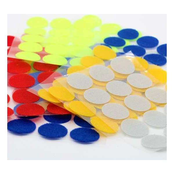 Lot van 125 paar Velcro Zelfklevende rindjes, mix kleuren in diameter 20mm Klittenband Rond Lot van 125 paar Velcro Zelfklevende rindjes, mix kleuren in diameter 20mm Klittenband Rond