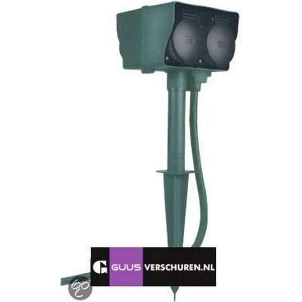 REV 0595009555 Buitenstopcontact 4-voudig Zwart, Groen Met grondspies REV 0595009555 Buitenstopcontact 4-voudig Zwart, Groen Met grondspies