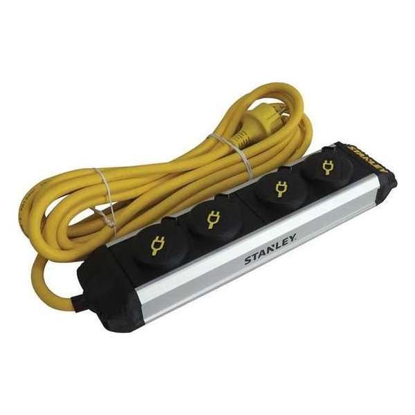 Stanley Stekkerdoos Core 4-voudig 5 Meter Aluminium Zilver/zwart Stanley Stekkerdoos Core 4-voudig 5 Meter Aluminium Zilver/zwart