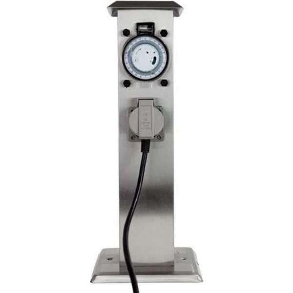 Grafner Tuinstekkerpaal - Inclusief Timer - RVS - IP44 Grafner Tuinstekkerpaal - Inclusief Timer - RVS - IP44