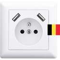 Homra Brock USB stopcontact | Inbouw wandcontactdoos | Wit | Penaarde (BELGIË)