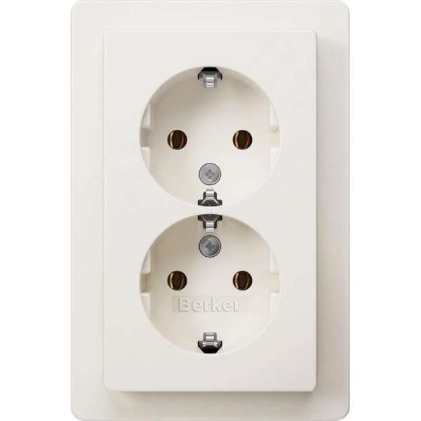 Berker Q1 wandcontactdoos - inbouw - 2-voudig - randaarde - belastbaar tot 2300 watt - polarwit Berker Q1 wandcontactdoos - inbouw - 2-voudig - randaarde - belastbaar tot 2300 watt - polarwit