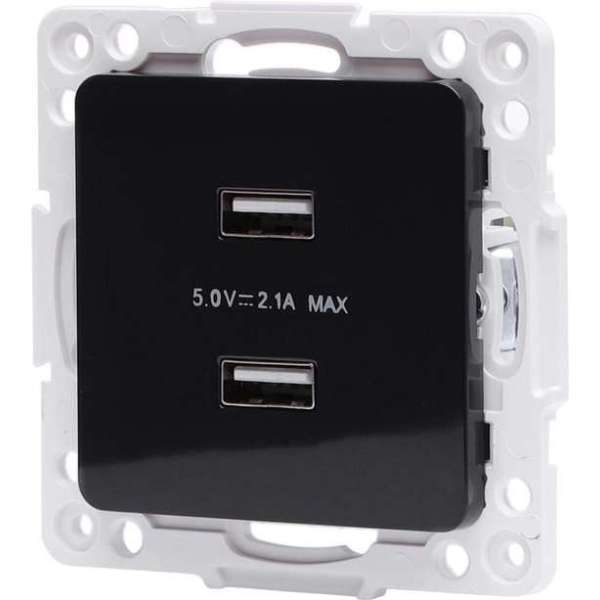 Wandcontactdoos - Aigi Jura - Inbouw - Vierkant - Kunststof - 2-voudig USB Aansluiting - Zwart - BSE Wandcontactdoos - Aigi Jura - Inbouw - Vierkant - Kunststof - 2-voudig USB Aansluiting - Zwart - BSE