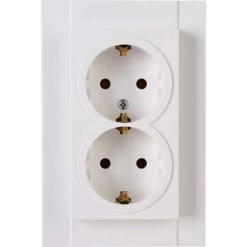 KOPP - Wandcontactdoos - Athenis - Inbouw - 1-voudig Dubbel Stopcontact - Randaarde - Helder Glans Wit