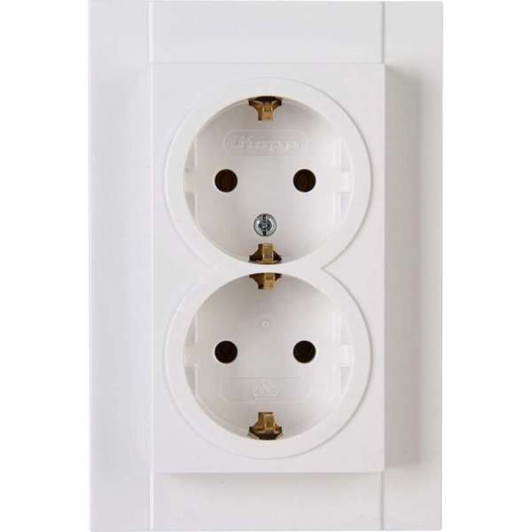 KOPP - Wandcontactdoos - Athenis - Inbouw - 1-voudig Dubbel Stopcontact - Randaarde - Helder Glans Wit KOPP - Wandcontactdoos - Athenis - Inbouw - 1-voudig Dubbel Stopcontact - Randaarde - Helder Glans Wit