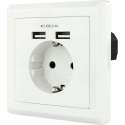 Nanocable 10.35.0010 wandcontactdoos CEE 7/3 + USB Wit - Stopcontact - USB Stopcontact