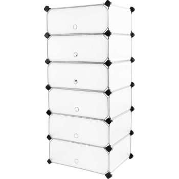Nancy's Colchester Opbergrek - Schoenenrek - 6 Vakken - 43 x 31 x 105 cm - Wit Transparant - Kunststof