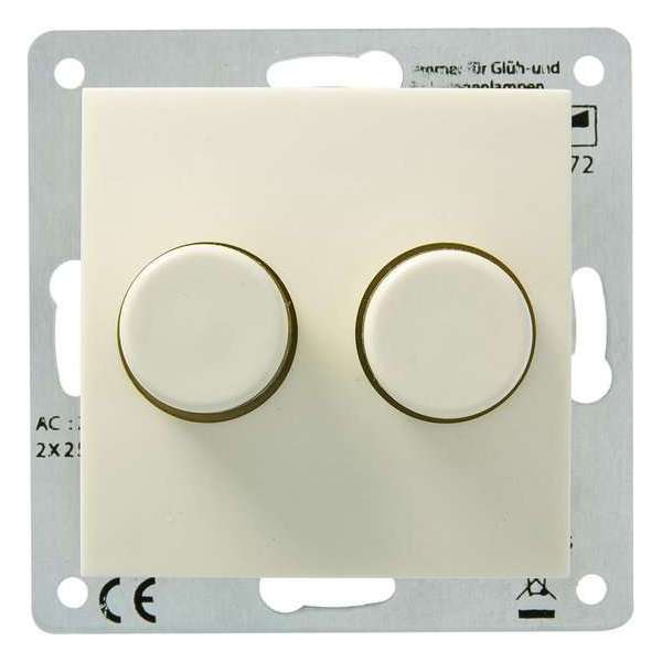 Berker Inbouw Duodimmer 230V gloei / halogeenlampen 2x 25-200W S.1 Crème Berker Inbouw Duodimmer 230V gloei / halogeenlampen 2x 25-200W S.1 Crème