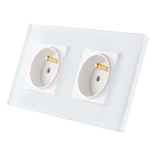 THORN Stopcontact dubbel met glasframe wit THORN Stopcontact dubbel met glasframe wit