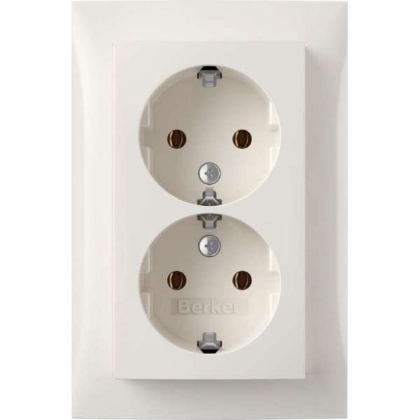 Berker S1 contactdoos – inbouw – 2–voudig – randaarde – polarwit Berker S1 contactdoos – inbouw – 2–voudig – randaarde – polarwit
