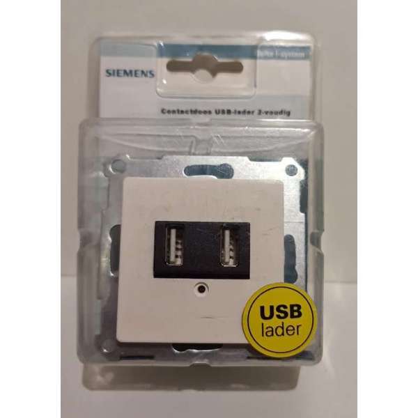 Siemens Contactdoos USB-lader 2-voudig 5 Volt, 1.400mA, wit Siemens Contactdoos USB-lader 2-voudig 5 Volt, 1.400mA, wit
