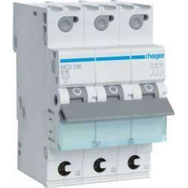 Hager MCS316 MCS316 Zekeringautomaat 3-fasig 16 A 230 V, 400 V Hager MCS316 MCS316 Zekeringautomaat 3-fasig 16 A 230 V, 400 V