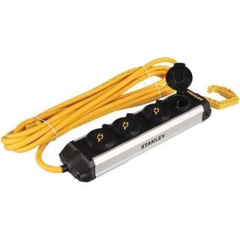 Stanley Stekkerdoos Hook 4-voudig 5 Meter Aluminium Zilver/zwart