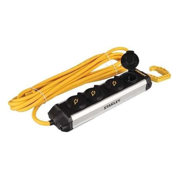 Stanley Stekkerdoos Hook 4-voudig 5 Meter Aluminium Zilver/zwart Stanley Stekkerdoos Hook 4-voudig 5 Meter Aluminium Zilver/zwart