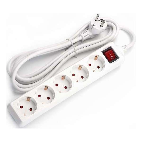 Verlengsnoer met Schakelaar - Aigi Antris - 3680W - 5 Stopcontacten - 1.5 Meter - Wit | Nederland - BES LED Verlengsnoer met Schakelaar - Aigi Antris - 3680W - 5 Stopcontacten - 1.5 Meter - Wit | Nederland - BES LED