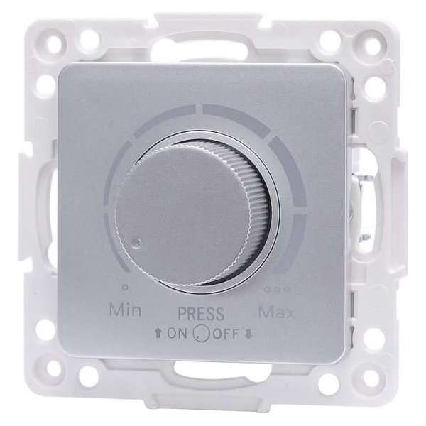 LED Dimmer - Aigi Jura - Inbouw - Vierkant - Kunststof - Enkel Knop - 3-100W - Zilver