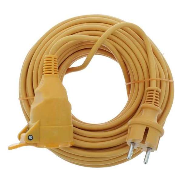 Exin Tuinverlengsnoer – Stekkerdoos 20 meter – Verlengkabel voor Buiten (IP44) - Oranje – 2 x 1.0 mm² - Zonder Randaarde Exin Tuinverlengsnoer – Stekkerdoos 20 meter – Verlengkabel voor Buiten (IP44) - Oranje – 2 x 1.0 mm² - Zonder Randaarde