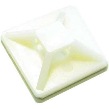Plakzadels voor kabelbinders wit-transparant - 100 stuks -  formaat: 19 x 19 mm - geschikt voor kabelbinders van 4.0 mm dik