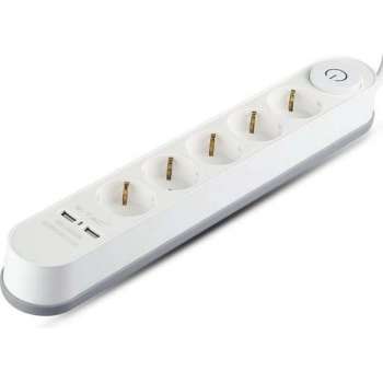 V-tac VT-1115-3 Stekkerdoos met schakelaar en USB - 3 meter - wit