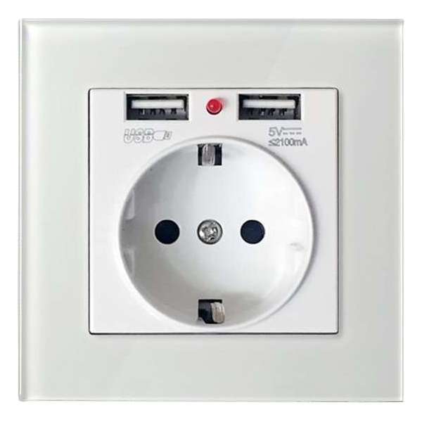 Stopcontact inbouw enkel met USB aansluiting wit inclusief glasframe wit Improducts® huismerk Stopcontact inbouw enkel met USB aansluiting wit inclusief glasframe wit Improducts® huismerk