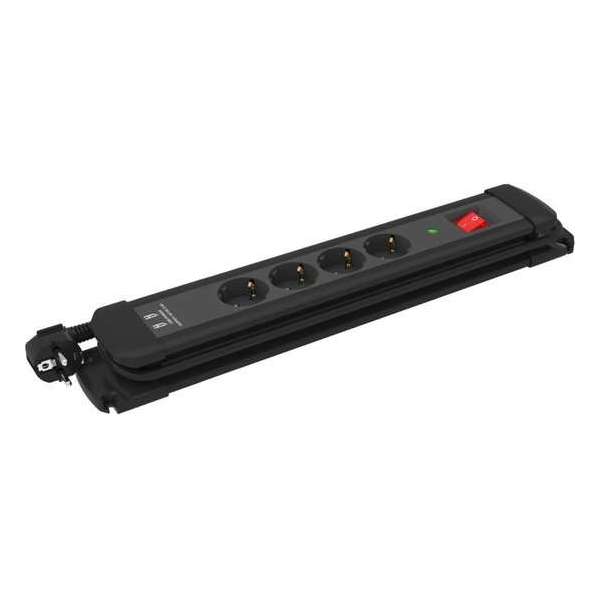 Stekkerdoos | 4 voudig | 2x USB | Overspanningsbeveiliging | Aan/uit schakelaar | 1.5 meter | Zwart | Allteq Stekkerdoos | 4 voudig | 2x USB | Overspanningsbeveiliging | Aan/uit schakelaar | 1.5 meter | Zwart | Allteq