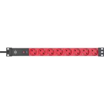 Brennenstuhl Brennenstuhl Stekkerdoos 2 m Zwart/Rood - Randaarde Stekker rood Zwart