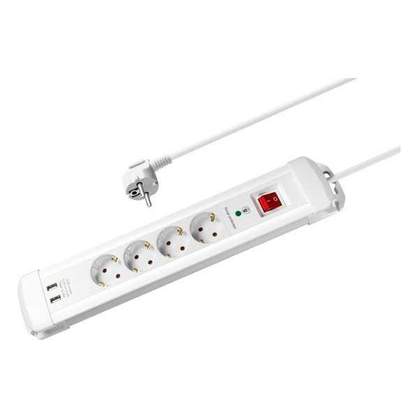 Stekkerdoos | 4 voudig | 2x USB | Overspanningsbeveiliging | Aan/uit schakelaar | 1.5 meter | Wit | Allteq Stekkerdoos | 4 voudig | 2x USB | Overspanningsbeveiliging | Aan/uit schakelaar | 1.5 meter | Wit | Allteq