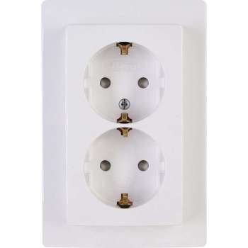 KOPP - Wandcontactdoos - Paris - Inbouw - 1-voudig Dubbel Stopcontact - Randaarde - Kinderbeveiliging - Arctic Glans Wit