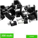 TQ4U kabelclip / spijkerclip plat | voor kabel tot 6 mm breed | kunststof | met stalen nagel 17 mm | zwart | 200 STUKS