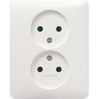 Gira SY55 Inbouw Stopcontact - 2-voudig - Zuiverwit - Mat