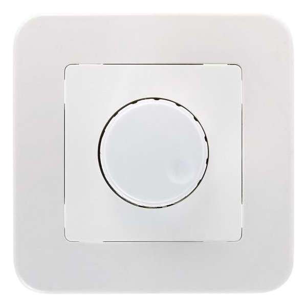 LED Dimmer - 230V - Inbouw Enkel Knop - 1-300W - Incl. Afdekraam - Wit