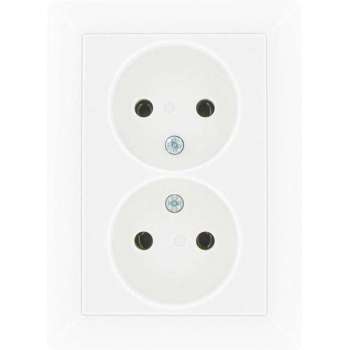 Jung A S500 – Tweevoudige Wandcontactdoos Inbouw ongeaard (Wit)