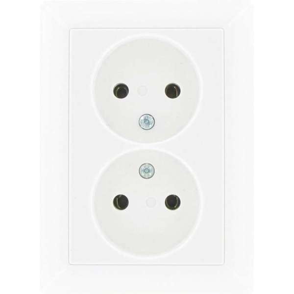 Jung A S500 – Tweevoudige Wandcontactdoos Inbouw ongeaard (Wit)